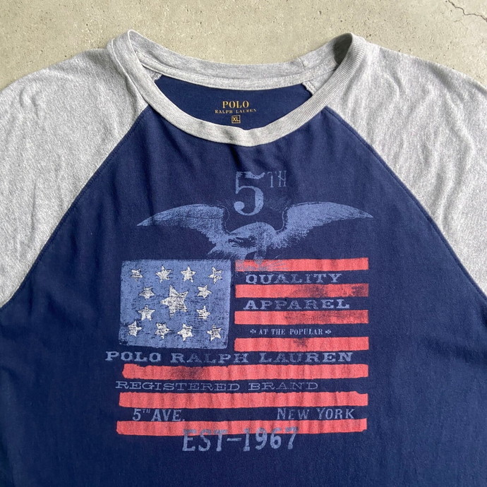 Polo Ralph Lauren ポロラルフローレン 星条旗 アメリカンフラッグ プリント ラグランTシャツ メンズXL_画像3