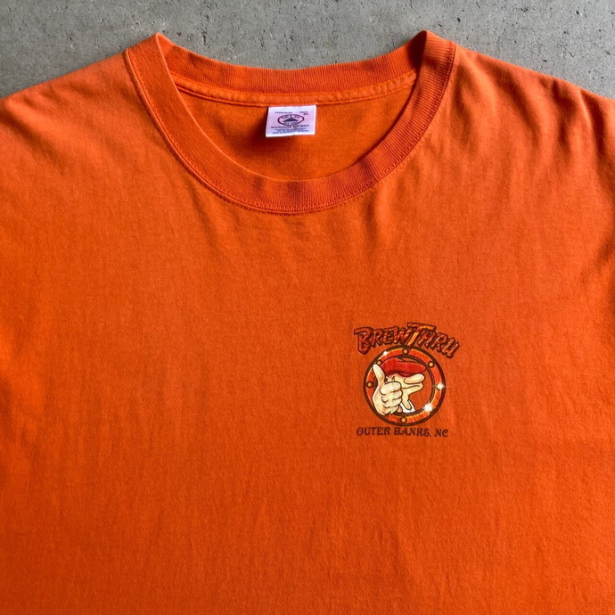 00年代 BREW THRU 2001 企業 アドバタイジング バックプリント Tシャツ メンズXL_画像4