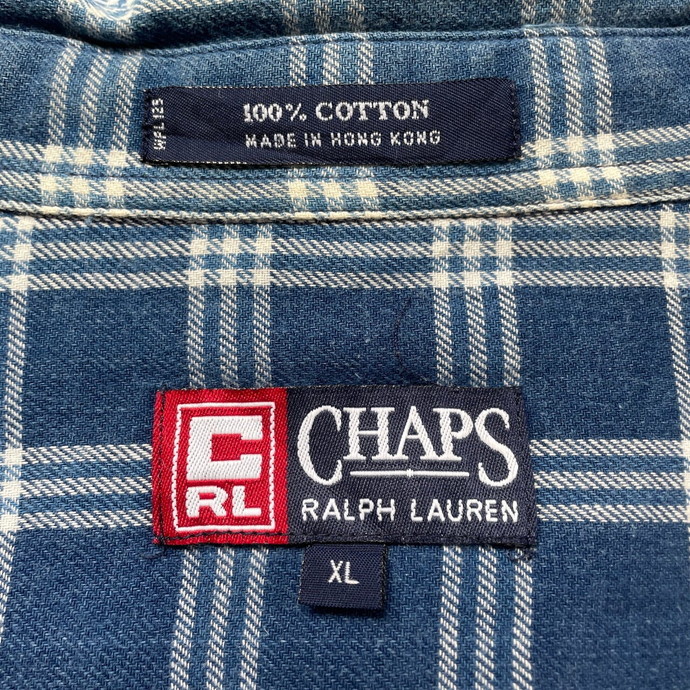 90年代 チャップス ラルフローレン チェック 半袖 ボタンダウンシャツ メンズXLの画像8