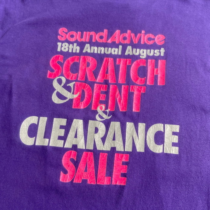 USA製 80年代～ ”SCRANTCH＆DENT” クリアランスセール 企業 アドバタイジングプリント Tシャツ メンズL_画像1