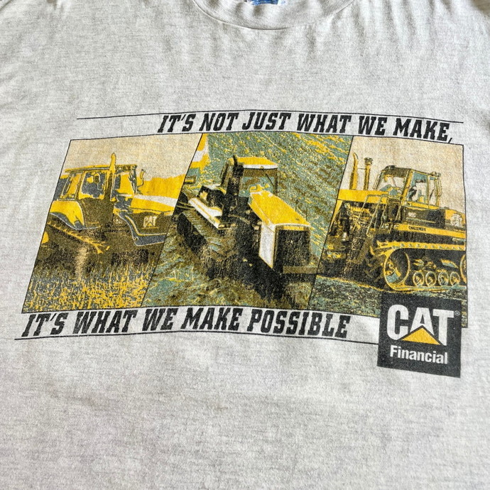 90年代 USA製 Caterpillar CAT キャタピラー 企業ロゴ 両面プリント Tシャツ メンズXL_画像1