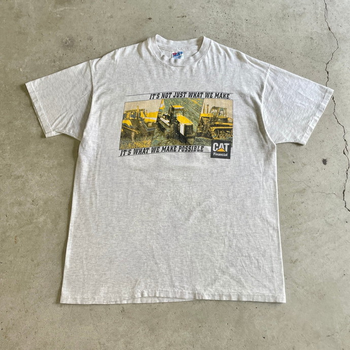 90年代 USA製 Caterpillar CAT キャタピラー 企業ロゴ 両面プリント Tシャツ メンズXL_画像2
