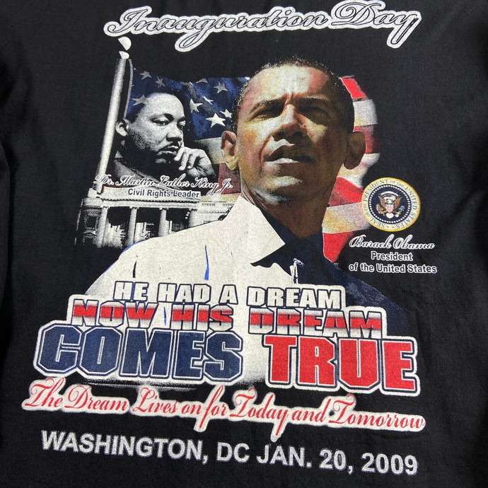 ビッグサイズ 00年代 バラク・オバマ 大統領就任記念日 BLACK HISTORY フォトプリント ロングTシャツ メンズ2XL_画像2