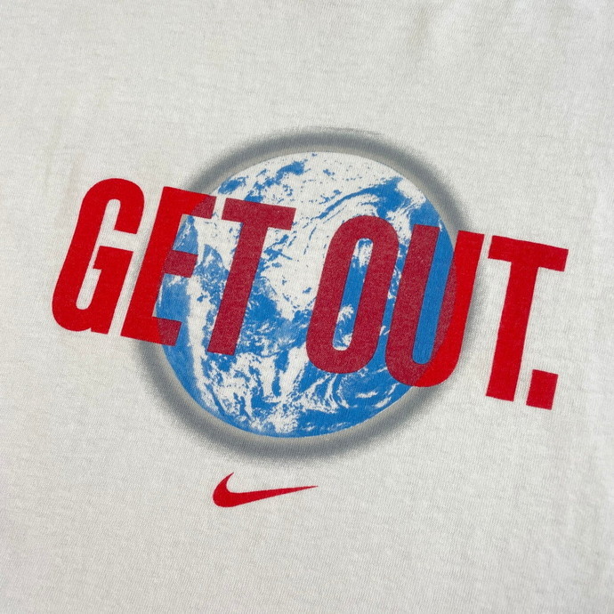 00年代 NIKE ナイキ ”GET OUT” 地球 プリント Tシャツ メンズL