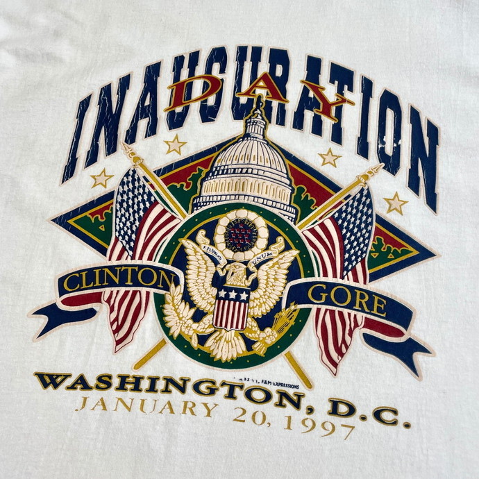 USA製 90年代 INAUGURATION クリントン ゴア アメリカ大統領 就任 プリントTシャツ メンズXL_画像1