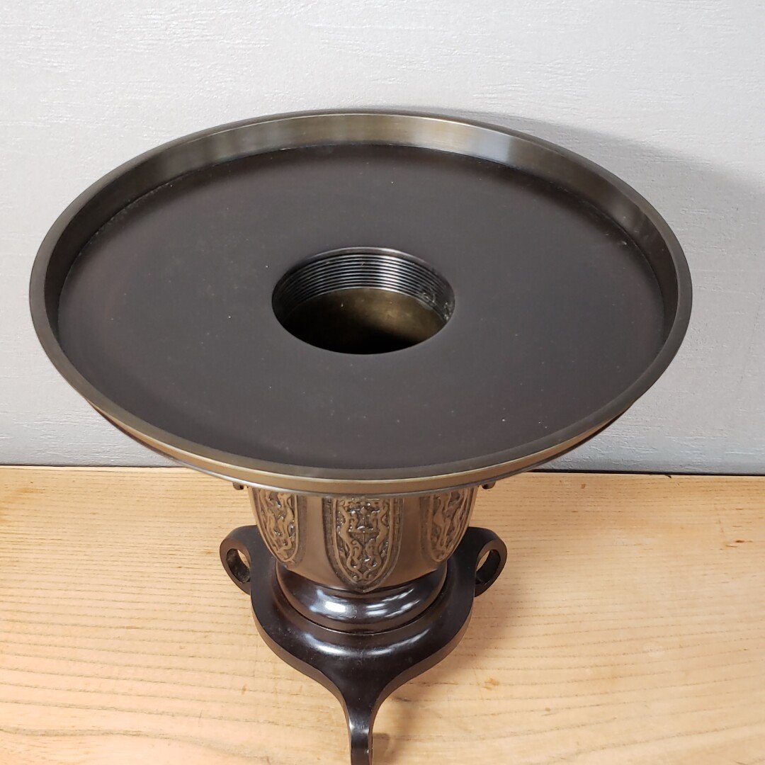 花瓶高岡銅器鋳銅薄端昌龍作鳳凰双耳花器花生け銅製金属工芸品三 花瓶高岡銅器鋳銅薄端昌龍作鳳凰双耳花器花生け銅製金属工芸品三