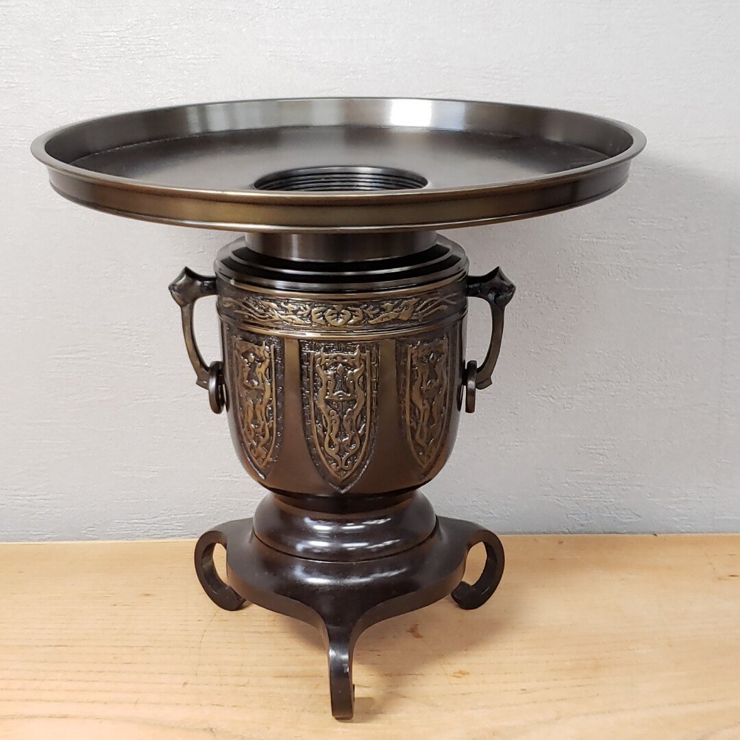 花瓶高岡銅器鋳銅薄端昌龍作鳳凰双耳花器花生け銅製金属工芸品三 花瓶高岡銅器鋳銅薄端昌龍作鳳凰双耳花器花生け銅製金属工芸品三