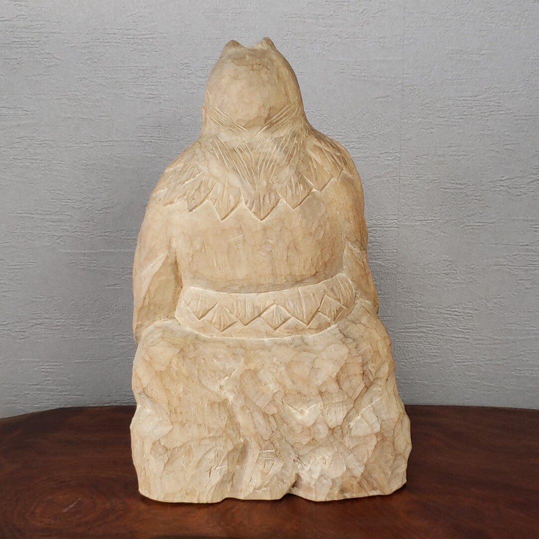 【全品送料無料】 神農像木彫芳明作彫刻家吉田芳明高さ約30cm 共箱付稲彫刻置物 木工、竹工芸