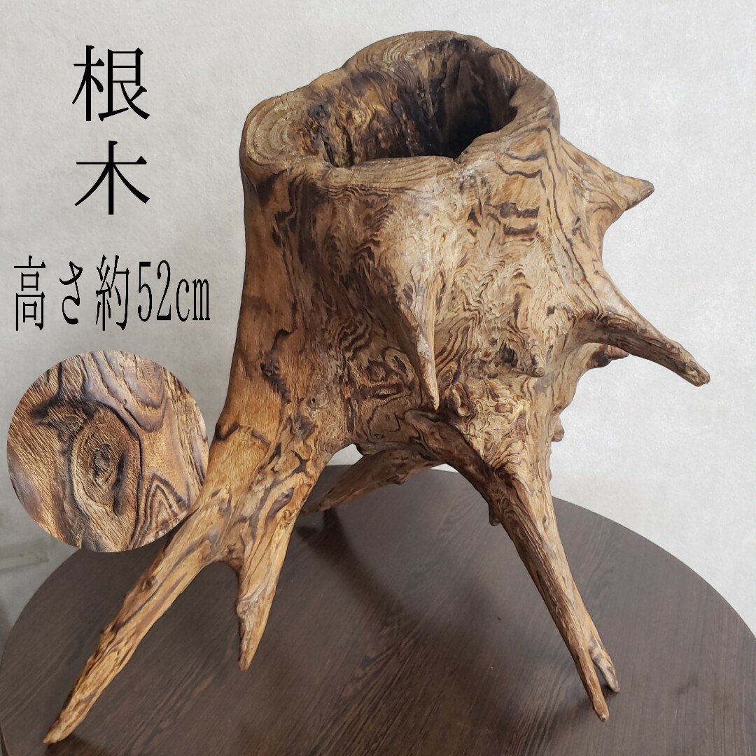 根木　天然木　高さ約52cm　自然木　流木　変木　根っこ　置物　逸品　床の間　インテリア　アンティーク　オブジェ 小道具【200i2964】