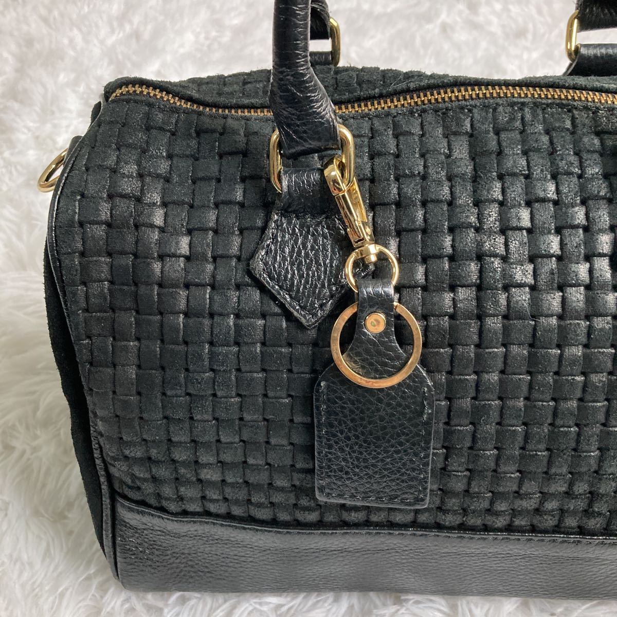 美品 Maison Vincent メゾンヴァンサン 編みハンドバッグ レザー