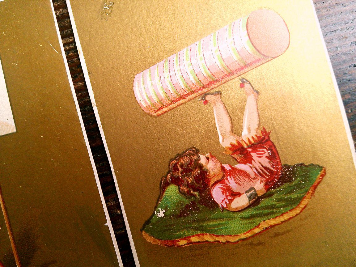 7枚セット◆フランス アンティーク クロモス カード N83 (17)◆少年 少女 子供 楽器 サーカス クロモ カード_画像5
