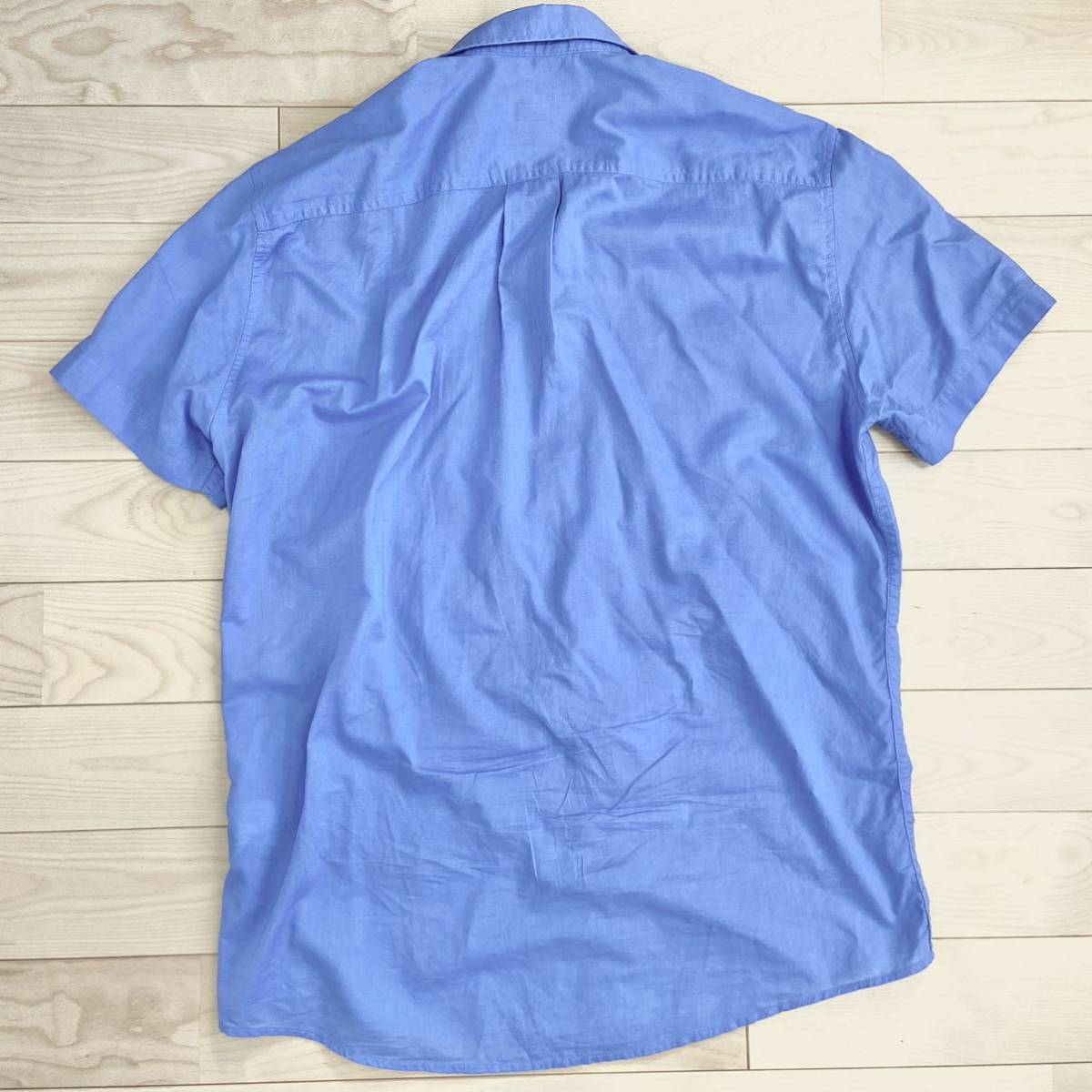 H&M メンズ 半袖シャツ M 送料無料 ブルー 水色_画像3