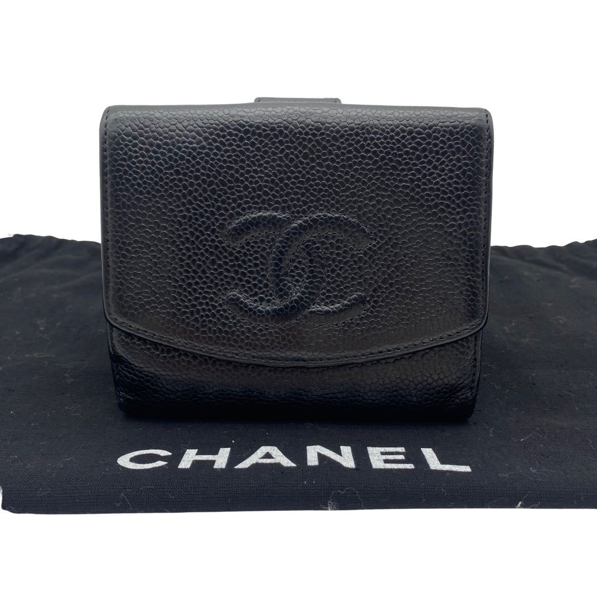 定番セール ヤフオク! - 4692 4 CHANEL シャネル ラムスキン 二つ折り