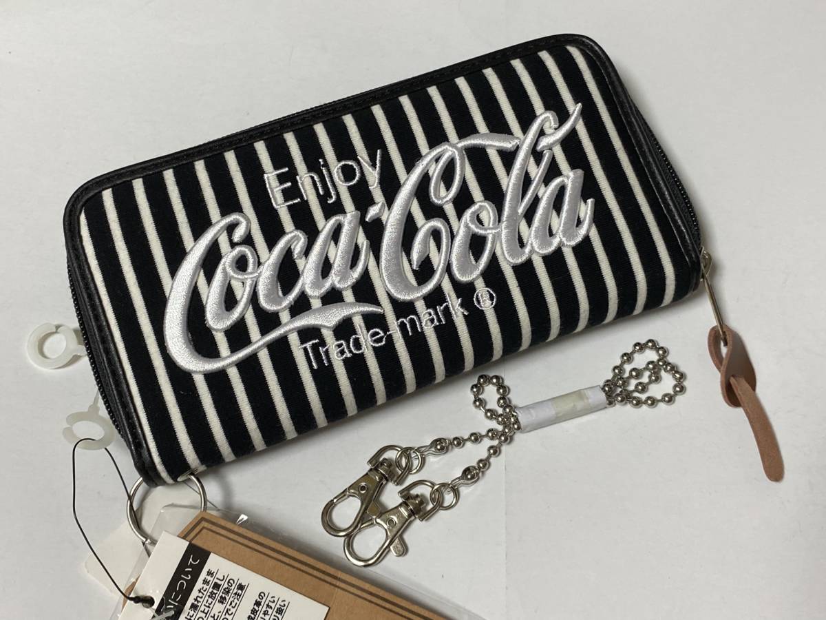 Coca-Cola コカ・コーラ ラウンドジップ 長財布 + ペンケース （プラ）+ 付箋 展示未使用品_画像2