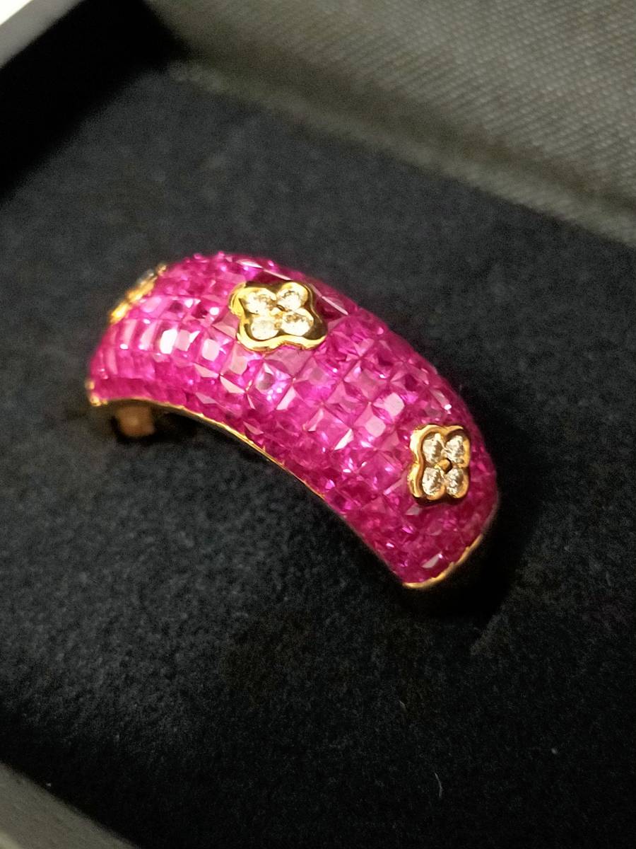 通販 YG K18 ミステリーセッティング 約4.00ct 豪華リング RB ルビー&ダイヤモンド ルビー 通販 YG K18 ミステリーセッティング 約4.00ct 豪華リング RB ルビー&ダイヤモンド ルビー