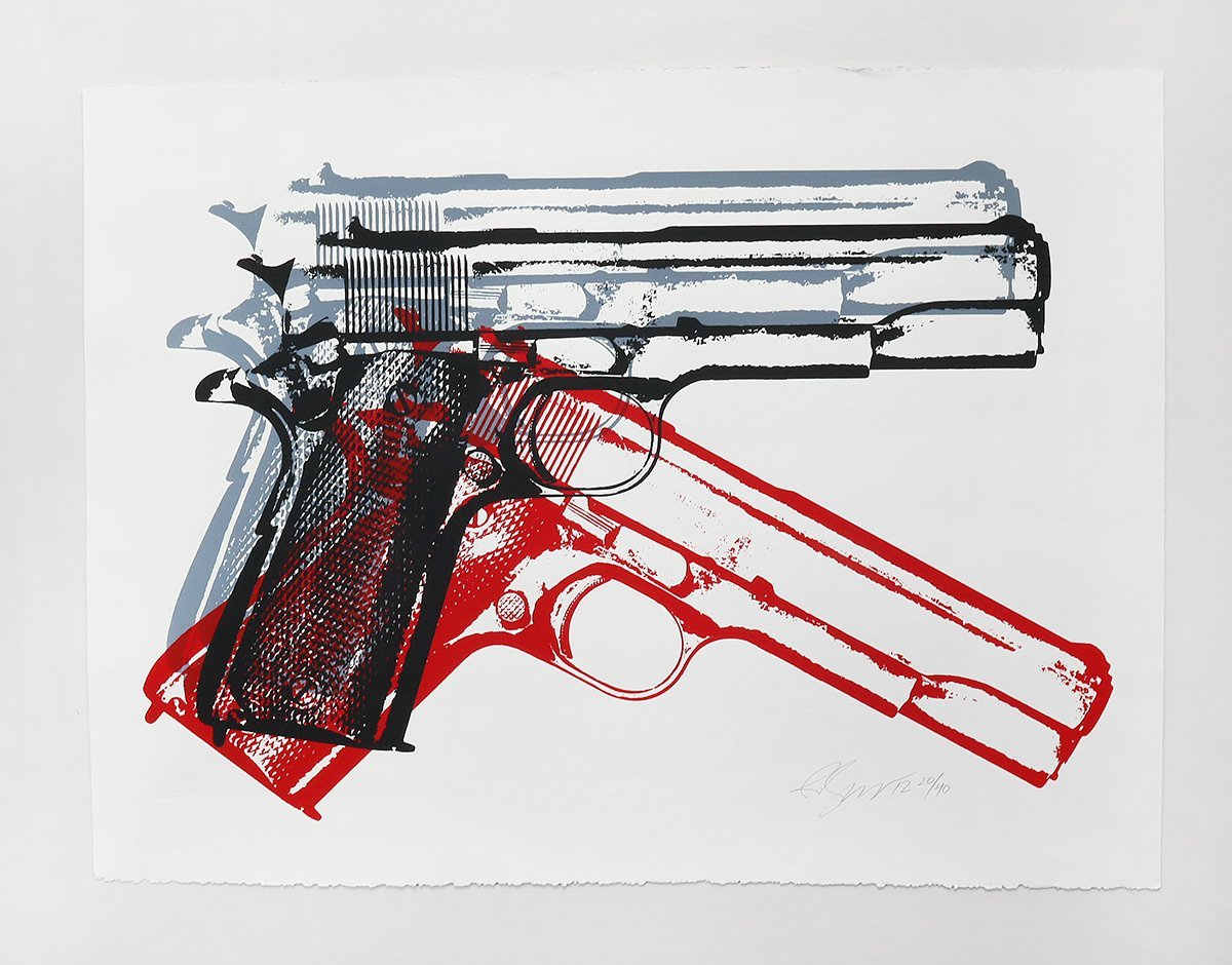 RENE GAGNON レニーギャグノン ◆ 3 American Guns Print シルクスクリーン エンボス印 直筆サイン 証明書あり NOISEKING購入 ◆10_画像1