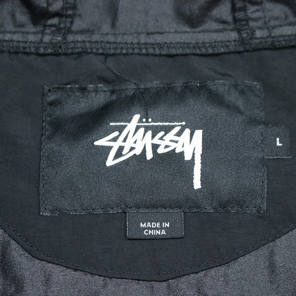 ★未使用 STUSSY ◆ ロング フーデッド ジャケット 黒 Lサイズ ナイロン パーカー ステューシー ◆WX7_画像9