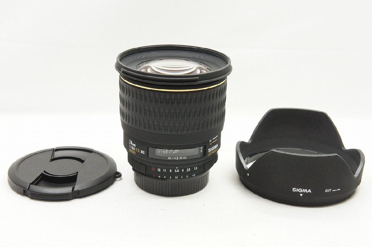 【アルプスカメラ】良品 SIGMA シグマ AF 24mm F1.8 D EX DG ASPHERICAL MACRO Nikon ニコン用 Fマウント 単焦点レンズ フード付 230527ak