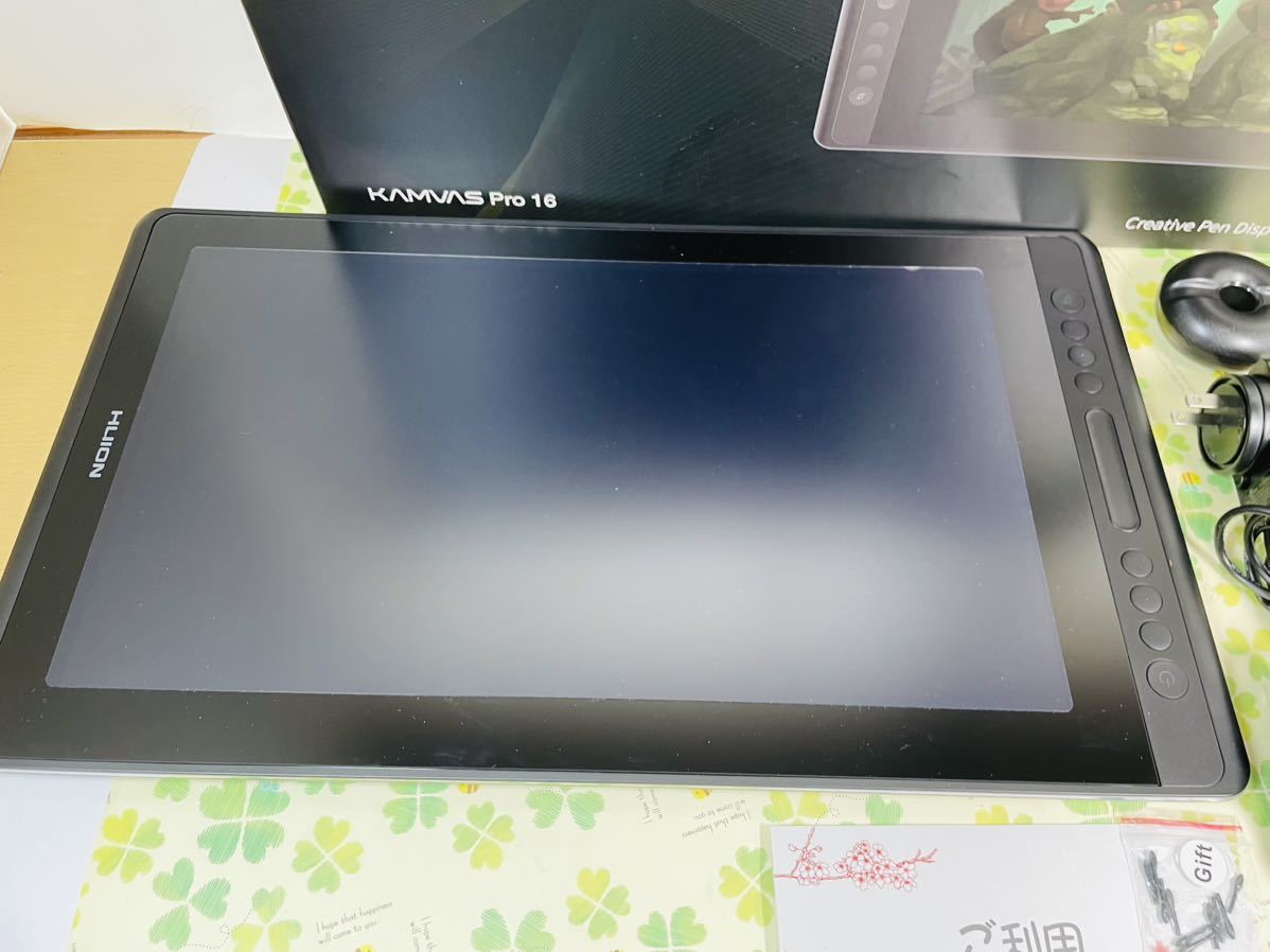 美品 HUION Kamvas Pro 16 液タブ GT-156 液晶ペンタブレット グローブ