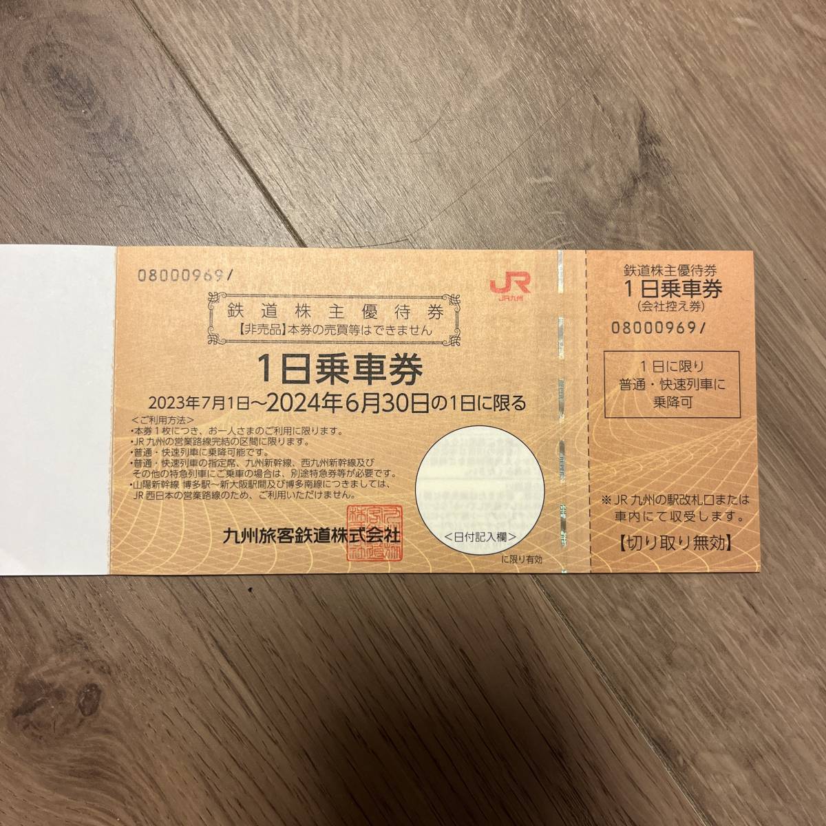 JR九州チケット 8枚綴り　1日乗車券