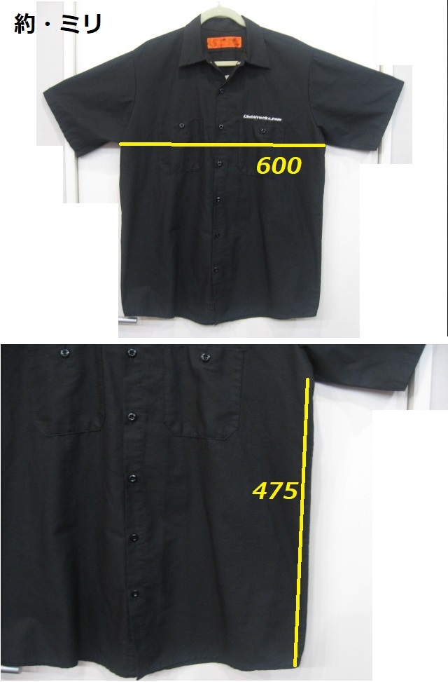 ●送料\185～ ◆管理　◆RE-C3　 ◆ REDCAP　半袖シャツ 【メンズL・ブラック】ワークシャツ USED ※刺繍あり_画像2