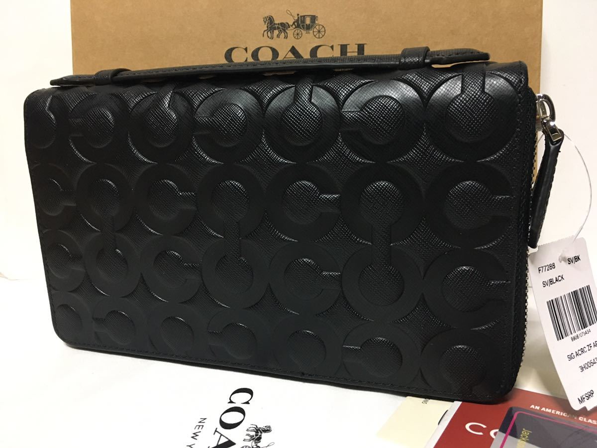 COACH財布 コーチ長財布 F77288 ダブルジップ メンズアウトレット品-