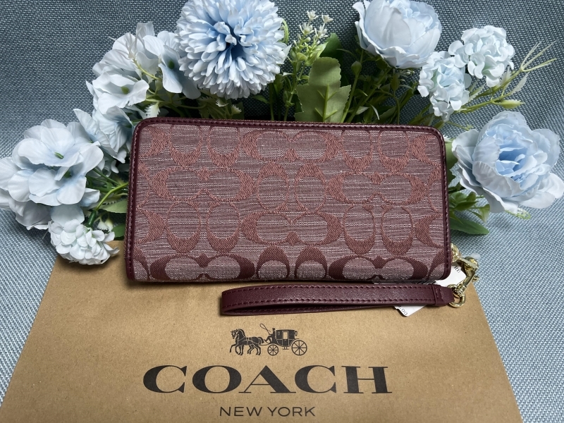COACH コーチ 長財布 シグネチャー財布 ワインマルチ シャンブレー