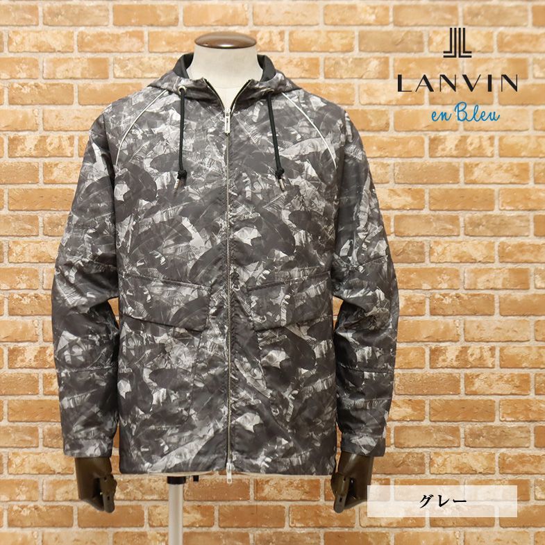 春夏/LANVIN en Bleu/48サイズ/マウンテンパーカー 軽量ポリ ボタニカル ジャングル柄 ラグラン スポーティー 新品/グレー/gf119/