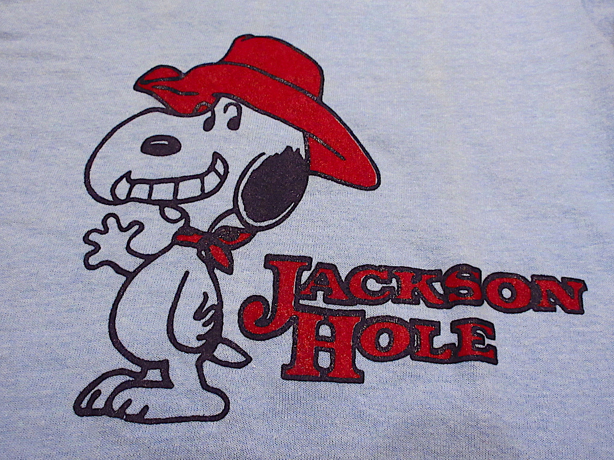 ビンテージ70's●DEADSTOCKキッズCOWBOY SNOOPY Jackson Hole Tシャツ水色size M(10-12)●230607c2-k-tsh 1970sスヌーピー_画像6