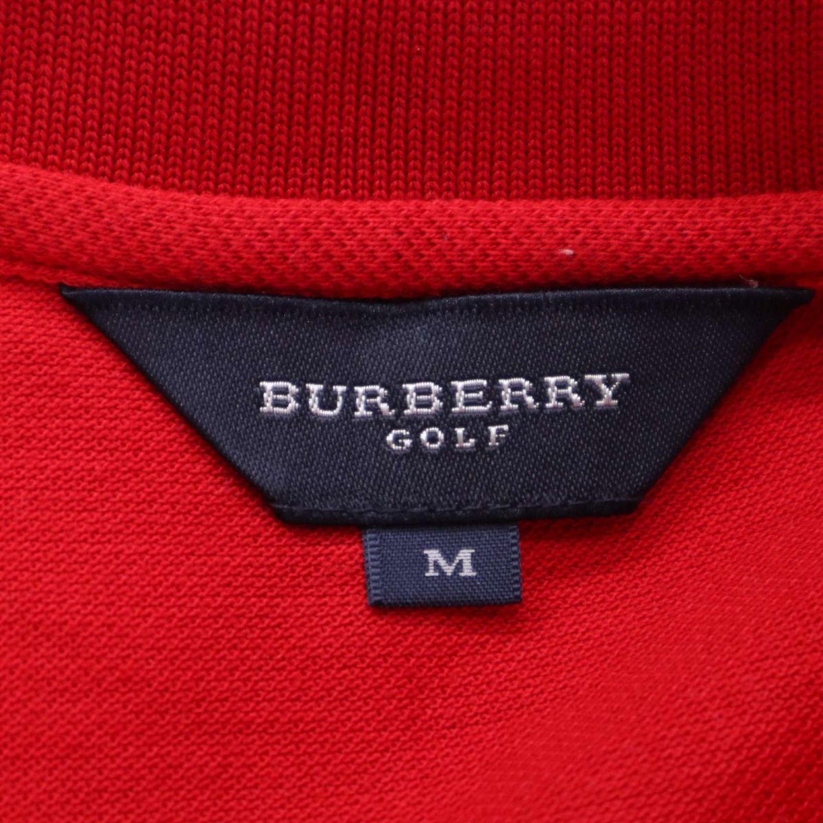 BURBERRY GOLF バーバリー ゴルフ 通年 ホース刺繍♪ 長袖 鹿の子 ポロシャツ Sz.M　レディース 赤 日本製　D3T01209_6#C_画像6