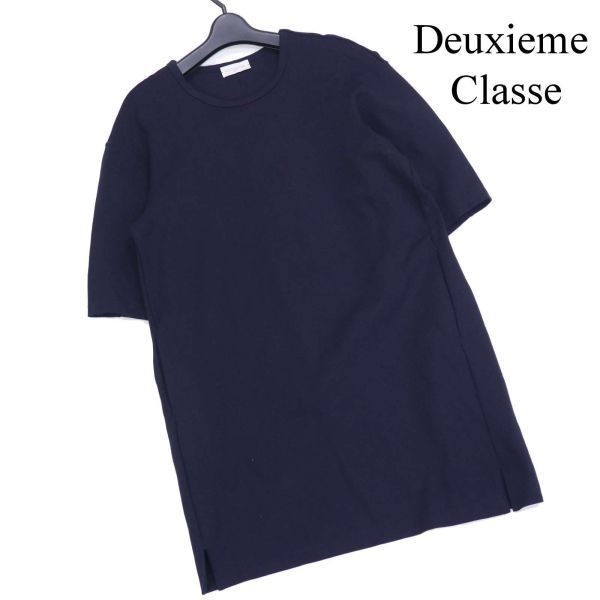 Deuxieme Classe ドゥーズィエム クラス 春夏 7分袖 ドロップショルダー ワンピース Sz.F レディース ネイビー 日本製 D2T01536_7#Dの画像1