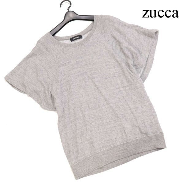 zucca ズッカ 春夏 リネン混♪ ゆったり 半袖 スウェット トレーナー カットソー Sz.M　レディース グレー 日本製　D3T00640_4#D_画像1