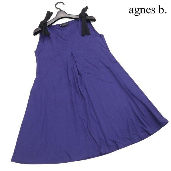 To b. by agnes b. Agnes B spring summer shoulder ribbon! no sleeve One-piece Sz.Tu lady's made in Japan D3T01081_5#D
