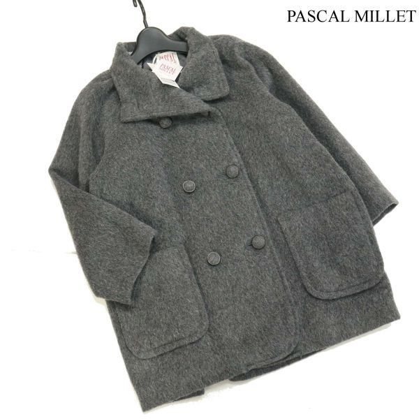 【新品 未使用】 PASCAL MILLET パスカルミレ バスストップ アンゴラ混 ウール コート Sz.M　レディース グレー 定価5.4万　D2T03096_C#N_画像1