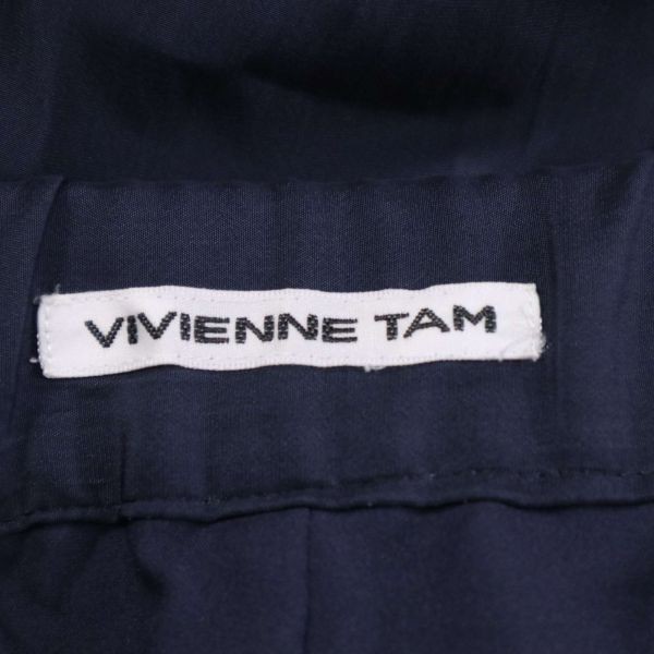 21SS★ VIVIENNE TAM ヴィヴィアンタム 春夏 フロント スカート♪ カッセンデシン ワイド パンツSz.38　レディース ネイビー　D3B00368_5#P_画像7