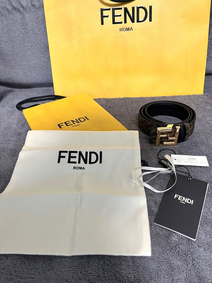 FENDI ラウンド FFベルト ブラックレザー リバーシブルベルト|PayPay