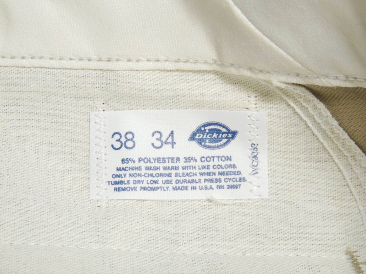 ◆ 新品 38 USA製 90S デッドストック DICKIES ディッキーズ ワーク チノ パンツ S874A ベージュ TALONジッパー アメリカ製 1995年の画像7