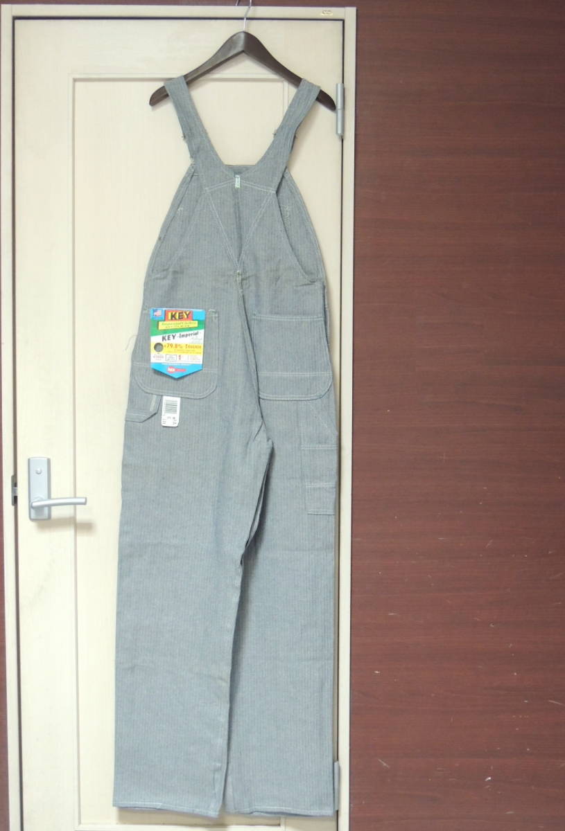 ◆ 新品 32インチ USA製 80S デッドストック KEY IMPERIAL キー インペリアル OVERALLS オーバーオール ヘリンボーン デニム アメリカ製の画像1