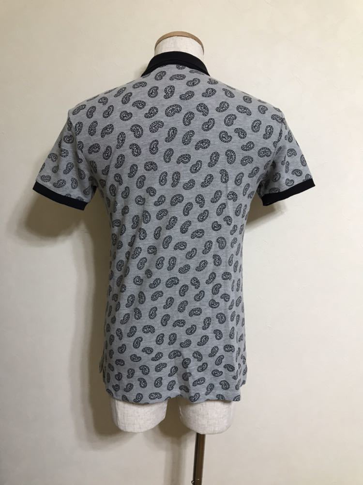 MARC BY MARC JACOBS マーク バイ マークジェイコブス 鹿の子 ポロシャツ トップス 半袖 サイズXS グレー ブラック ペイズリー柄 M4001594