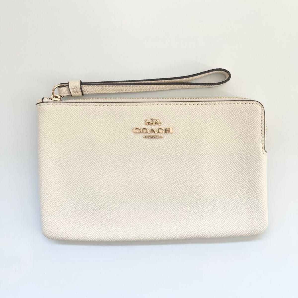 新品【COACH 】コーチ コーナー ジップ リストレット ポーチ ホワイト　シンプル　レディース　小物入れ