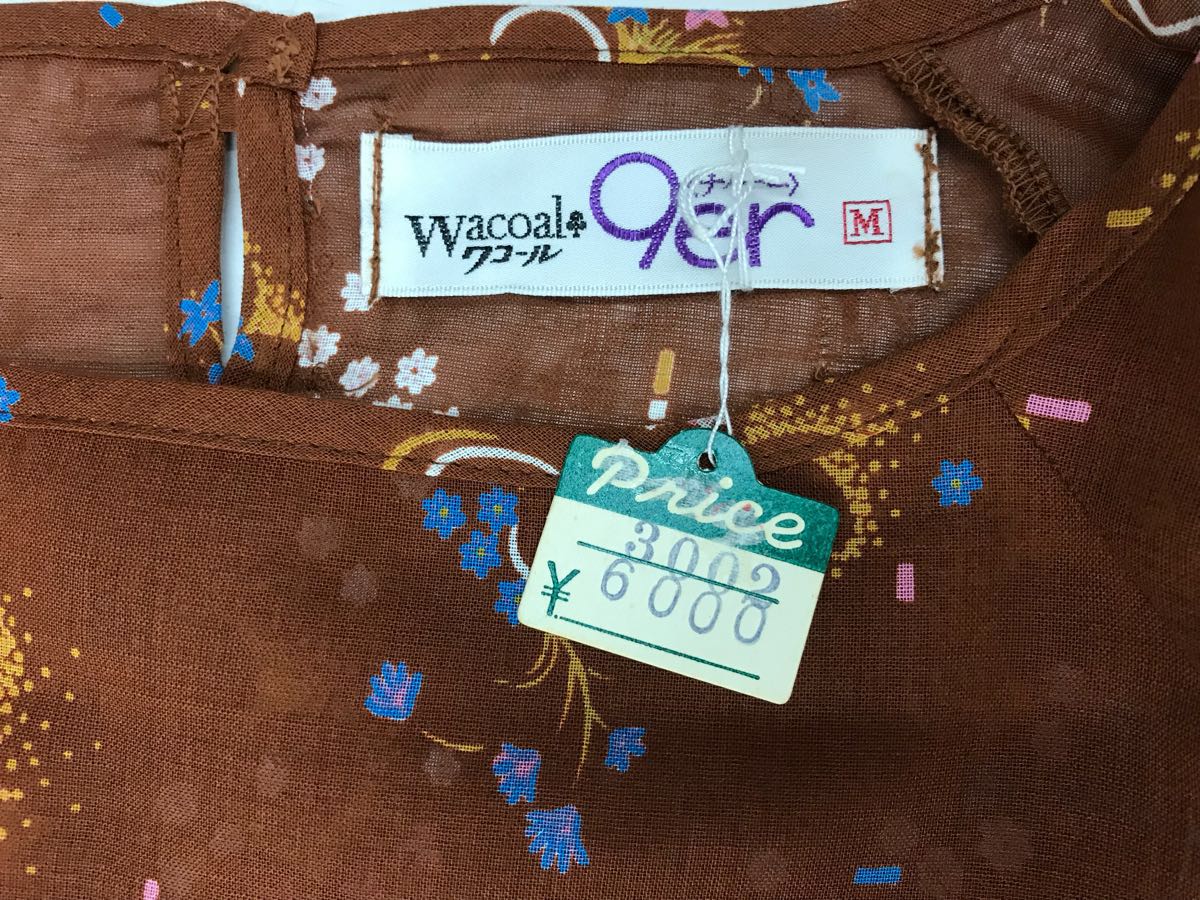 【新品】 Wacoal パジャマ Mサイズ 夏用 日本製 昔のワコール かわいい レディース ワンピース 茶色　レトロ_画像4