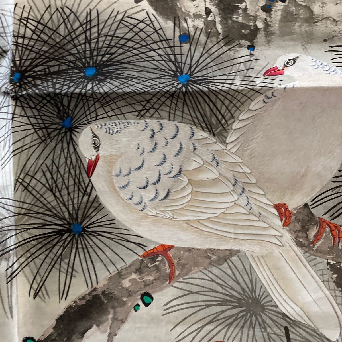 中国古美術 《　白鸚鵡図　》花鳥工筆画　無款作品 　肉筆保証　　管理番号167_画像3