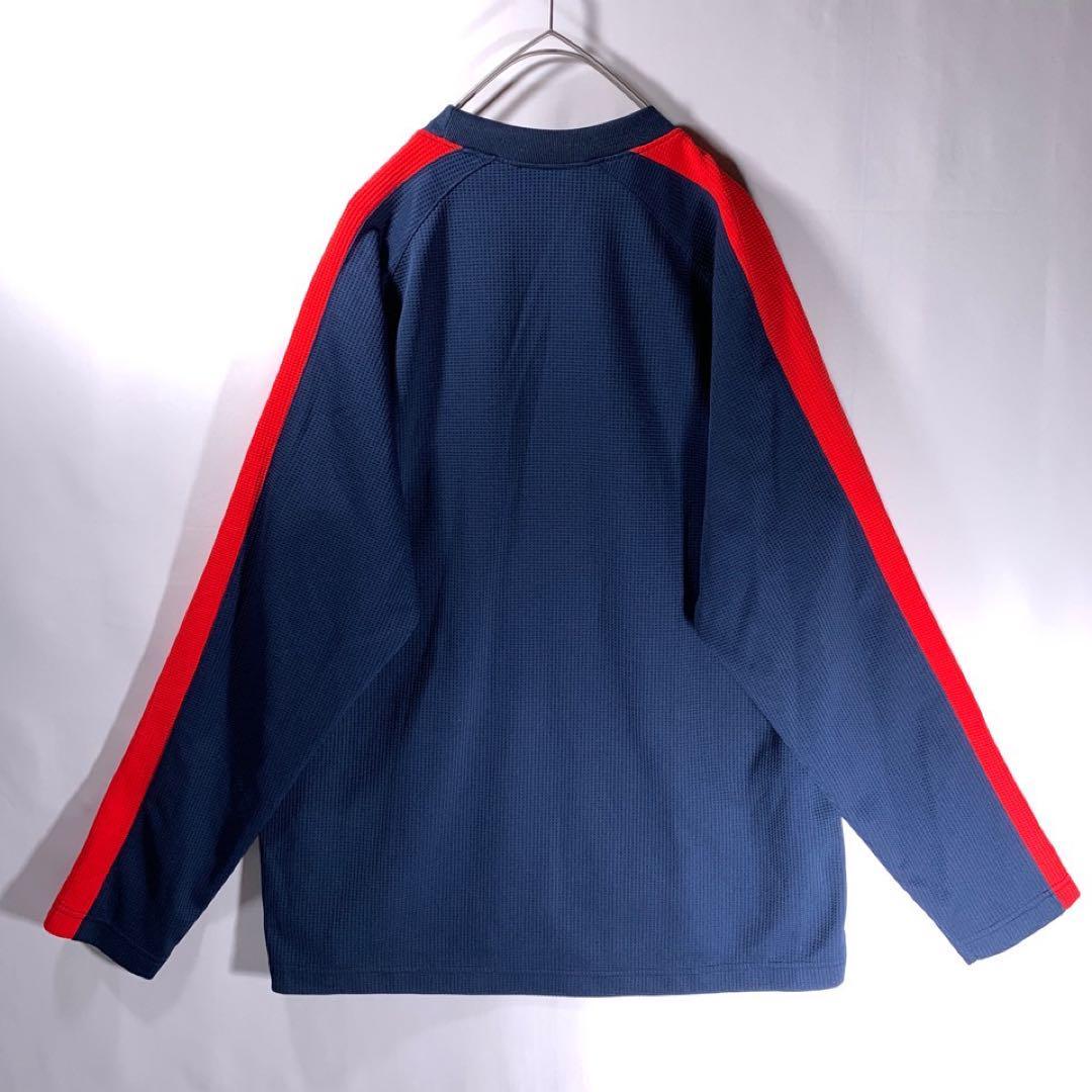 最初の 00s UMBRO M 赤 ネイビー 長袖 ユニフォーム Tシャツ ゲーム