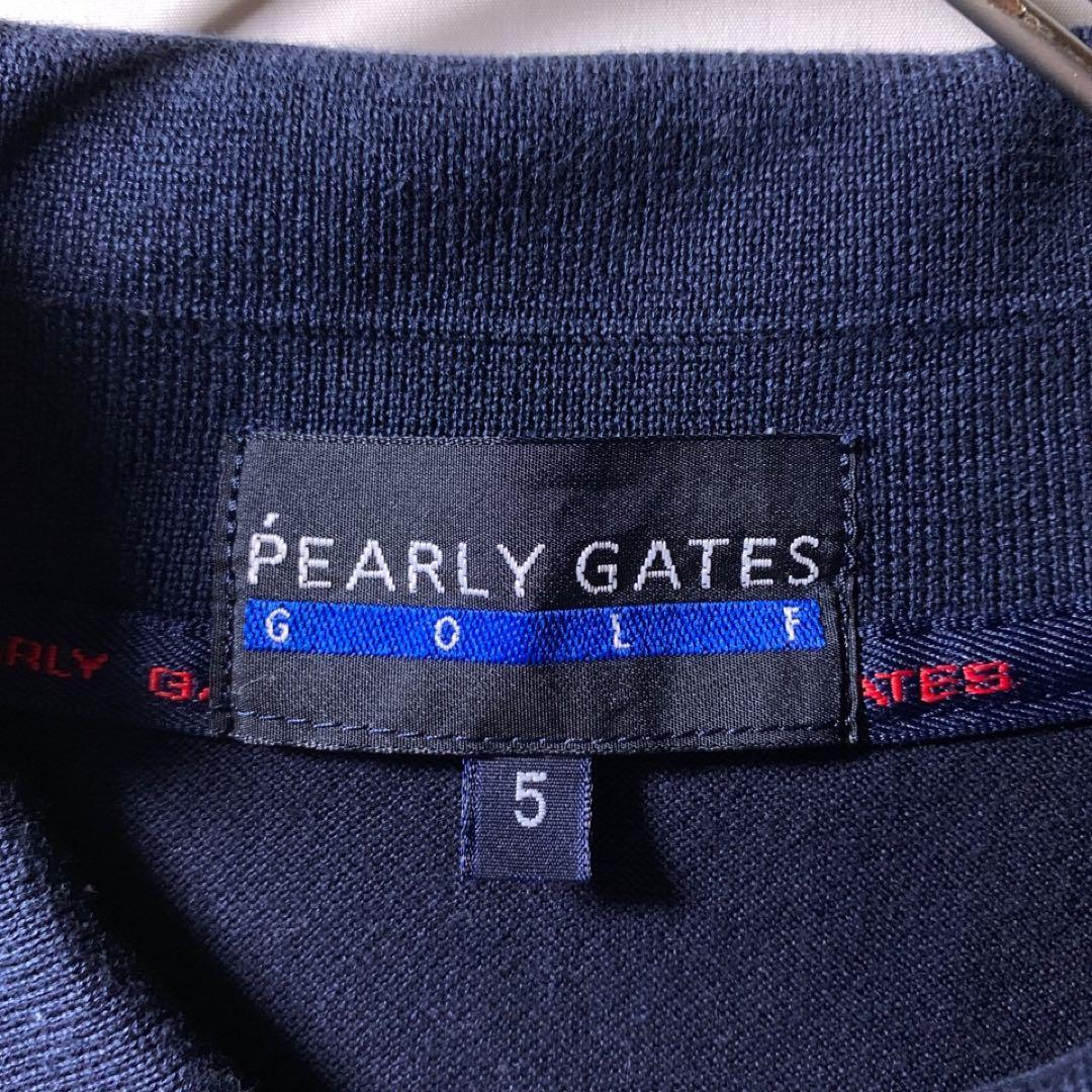 PEARLY GATES ポロシャツ ゴルフウェア ネイビー ポケット 刺繍
