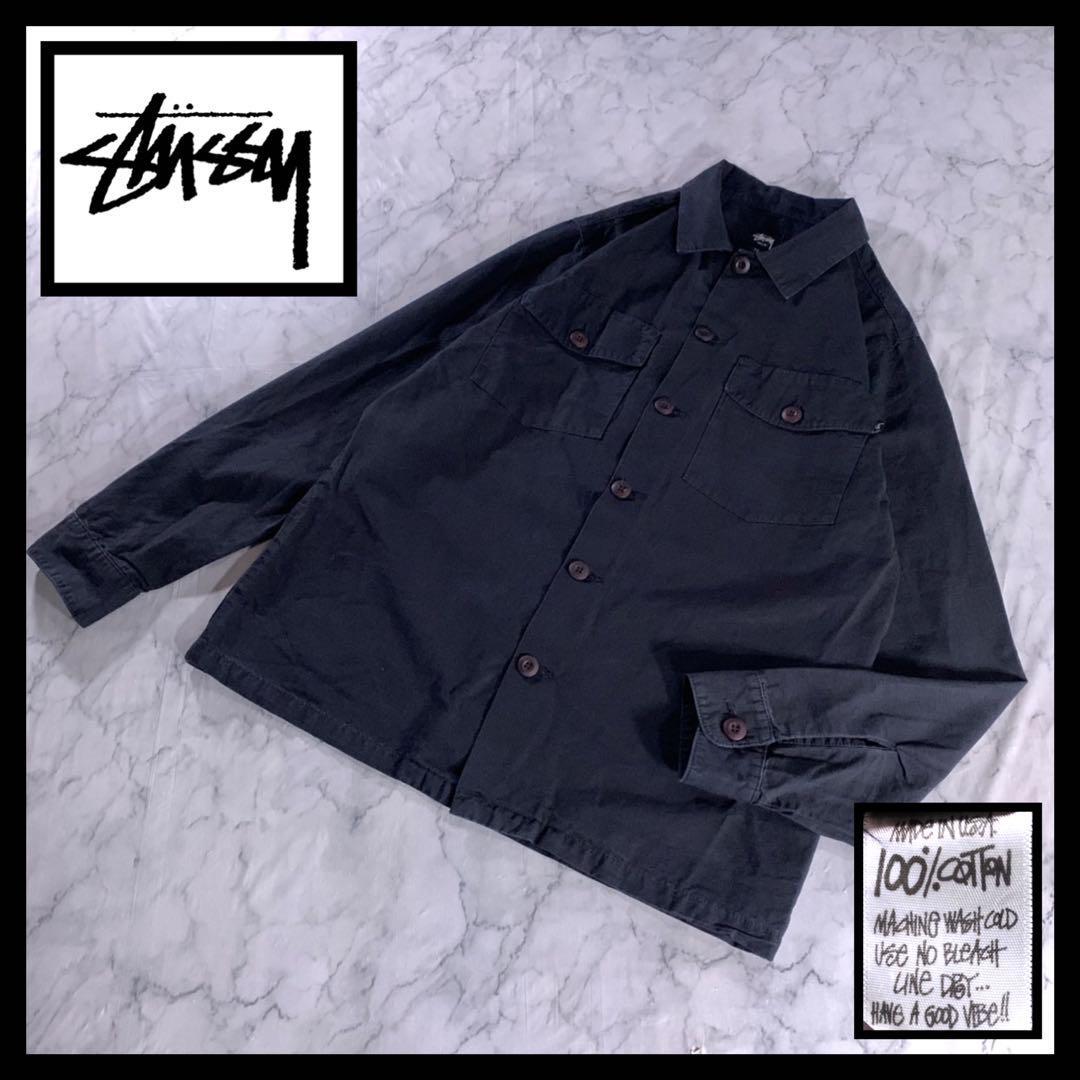 セール】 ミリタリーシャツ STUSSY 【USA製】 ジャケット M ブラック