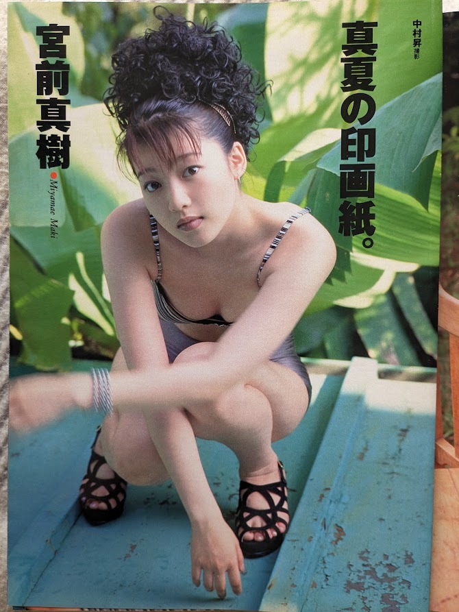 Maki Miyamae Gravure Page вырезан 7p Weekly Playboy 1995.8.22/29 № 34/35