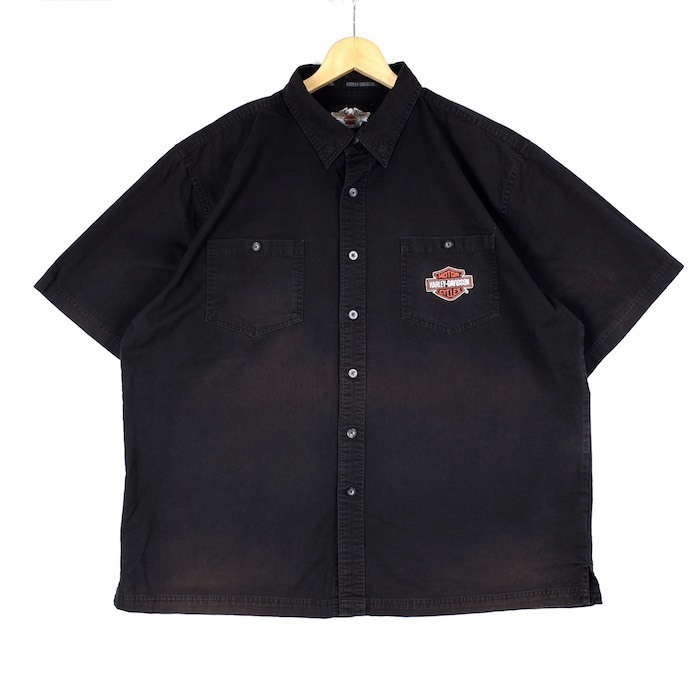 Harley-Davidson Harley Davidson короткий рукав рубашка work shirt мужской US-XXL размер черный двусторонний балка & защита нашивка вышивка sh-4060n