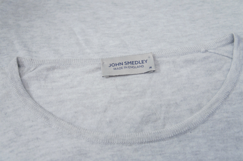 美品3万◆JOHN SMEDLEY ジョンスメドレー レディース 半袖 コットンニット カットソー Tシャツ M 灰◆ 伝統を引き継ぐ上質なサマーニット♪