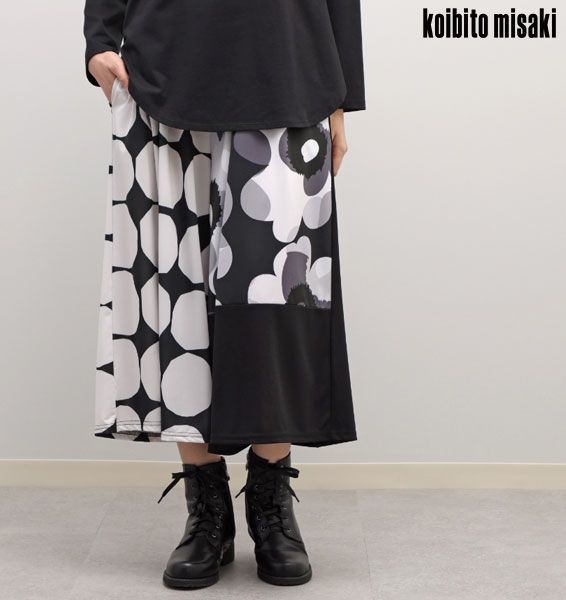送料185円□kn244□▽コイビトミサキ ドット柄&花柄プリント ワイド