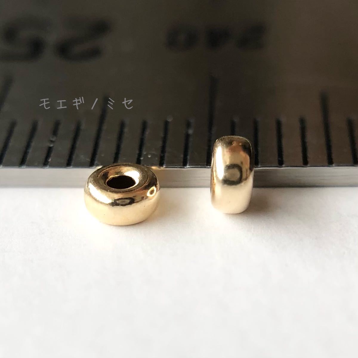 18金 ロンデルビーズ 3mm 4個セット k18 アクセサリー パーツ 18k